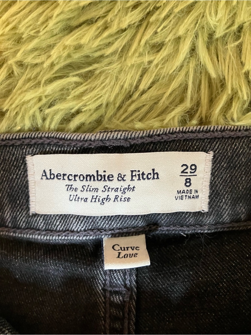 Abercrombie & Fitch Slim Straight Ultra High Rise Jeans in Washed Black View 3